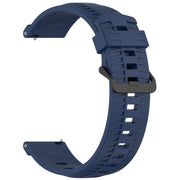 22mm Kalebol Black Buckle Tire Pattern Silicone Watch Band(Navy Blue)