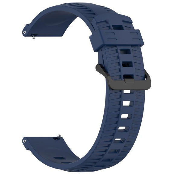 22mm Kalebol Black Buckle Tire Pattern Silicone Watch Band(Navy Blue)