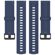 22mm Kalebol Black Buckle Tire Pattern Silicone Watch Band(Navy Blue)