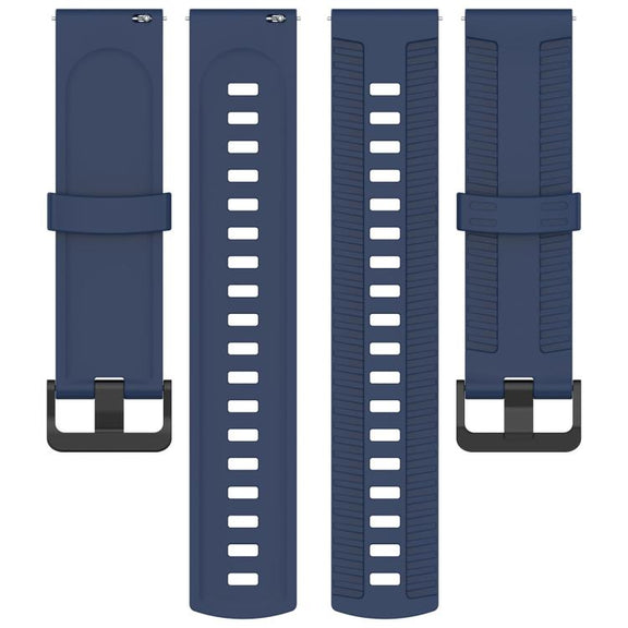 22mm Kalebol Black Buckle Tire Pattern Silicone Watch Band(Navy Blue)