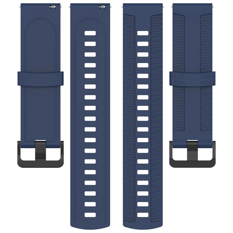 22mm Kalebol Black Buckle Tire Pattern Silicone Watch Band(Navy Blue)
