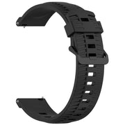 22mm Kalebol Black Buckle Tire Pattern Silicone Watch Band(Black)