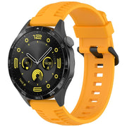 22mm Kalebol Black Buckle Tire Pattern Silicone Watch Band(Yellow)