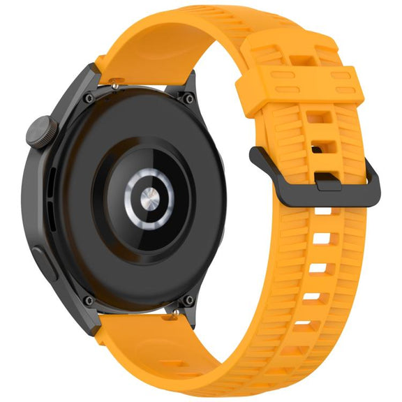 22mm Kalebol Black Buckle Tire Pattern Silicone Watch Band(Yellow)