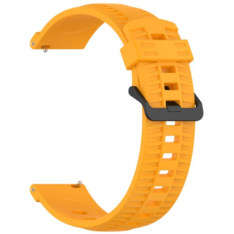 22mm Kalebol Black Buckle Tire Pattern Silicone Watch Band(Yellow)