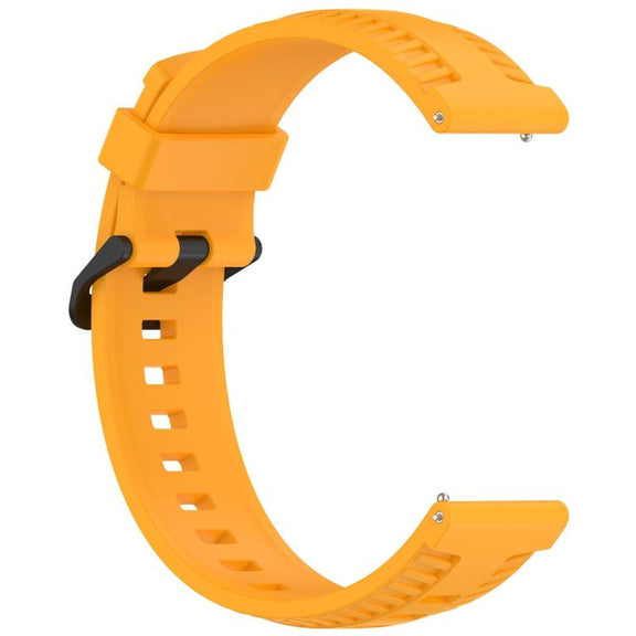 22mm Kalebol Black Buckle Tire Pattern Silicone Watch Band(Yellow)