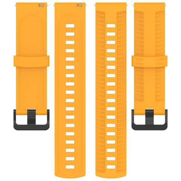 22mm Kalebol Black Buckle Tire Pattern Silicone Watch Band(Yellow)