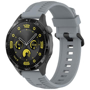 22mm Kalebol Black Buckle Tire Pattern Silicone Watch Band(Grey)