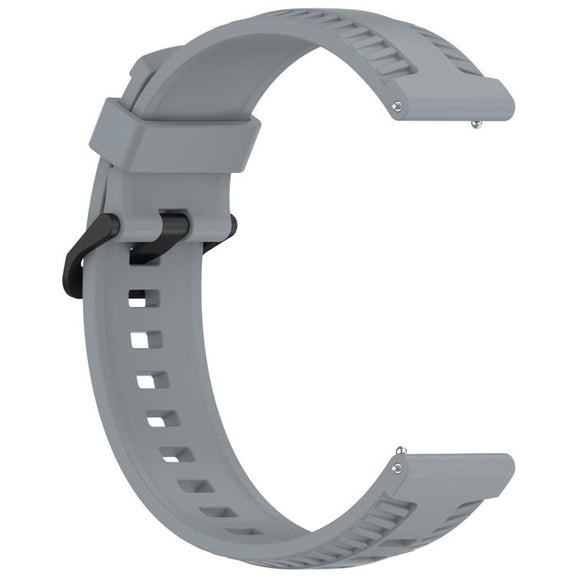 22mm Kalebol Black Buckle Tire Pattern Silicone Watch Band(Grey)