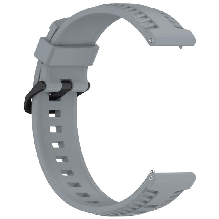 22mm Kalebol Black Buckle Tire Pattern Silicone Watch Band(Grey)