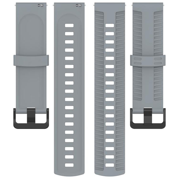 22mm Kalebol Black Buckle Tire Pattern Silicone Watch Band(Grey)