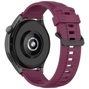 22mm Kalebol Black Buckle Tire Pattern Silicone Watch Band(Wine Red)