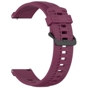 22mm Kalebol Black Buckle Tire Pattern Silicone Watch Band(Wine Red)