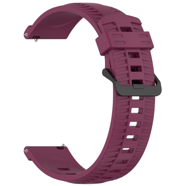 22mm Kalebol Black Buckle Tire Pattern Silicone Watch Band(Wine Red)