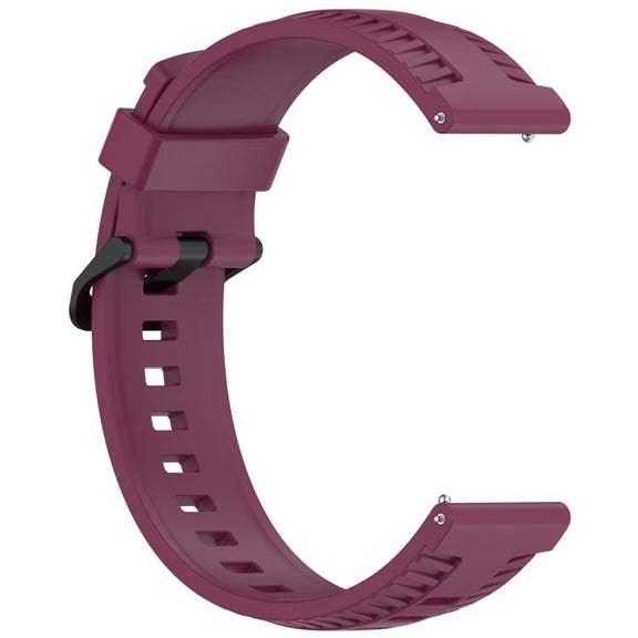 22mm Kalebol Black Buckle Tire Pattern Silicone Watch Band(Wine Red)