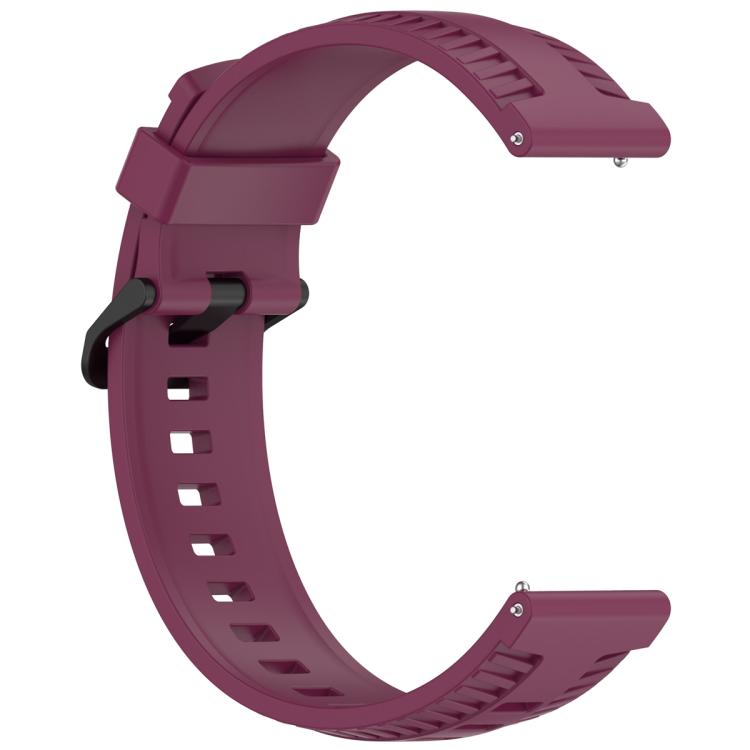 22mm Kalebol Black Buckle Tire Pattern Silicone Watch Band(Wine Red)