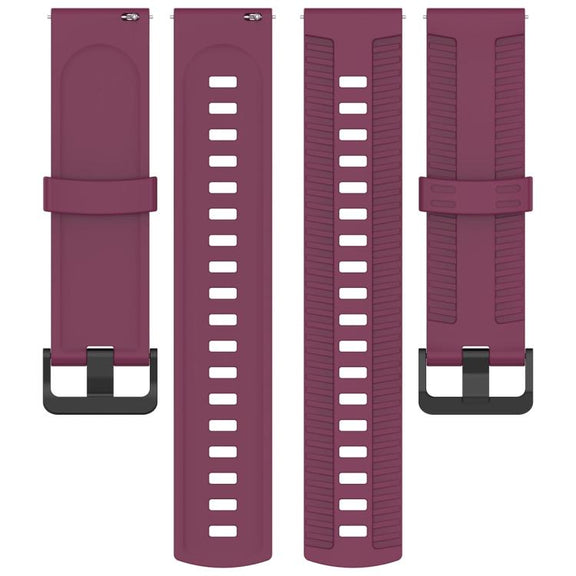 22mm Kalebol Black Buckle Tire Pattern Silicone Watch Band(Wine Red)