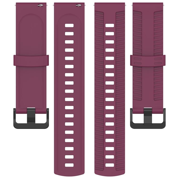 22mm Kalebol Black Buckle Tire Pattern Silicone Watch Band(Wine Red)
