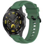 22mm Kalebol Black Buckle Tire Pattern Silicone Watch Band(Army Green)