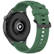 22mm Kalebol Black Buckle Tire Pattern Silicone Watch Band(Army Green)