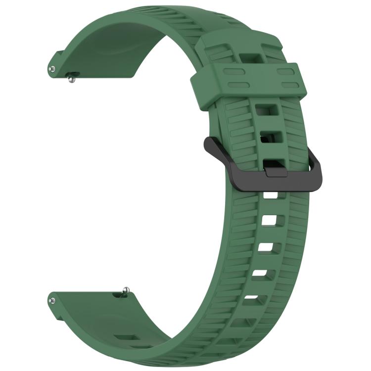 22mm Kalebol Black Buckle Tire Pattern Silicone Watch Band(Army Green)