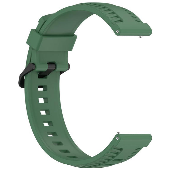 22mm Kalebol Black Buckle Tire Pattern Silicone Watch Band(Army Green)