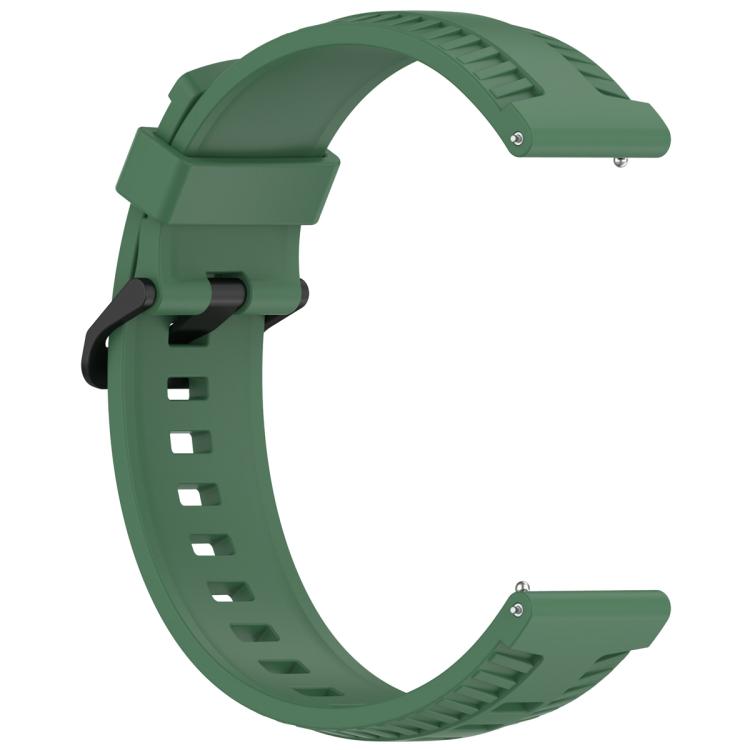 22mm Kalebol Black Buckle Tire Pattern Silicone Watch Band(Army Green)