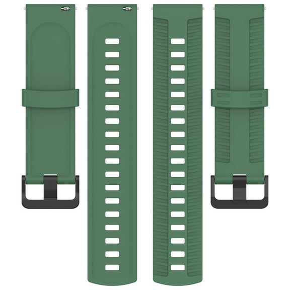 22mm Kalebol Black Buckle Tire Pattern Silicone Watch Band(Army Green)