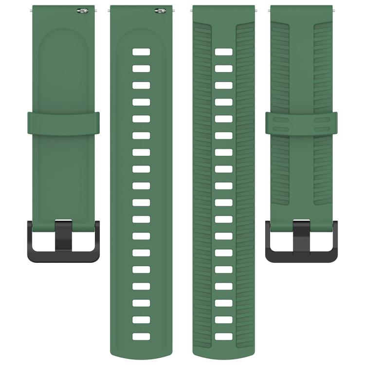 22mm Kalebol Black Buckle Tire Pattern Silicone Watch Band(Army Green)