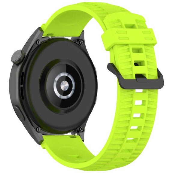 22mm Kalebol Black Buckle Tire Pattern Silicone Watch Band(Lime)