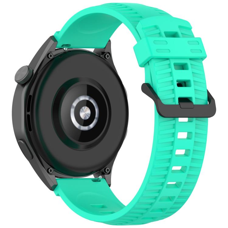 22mm Kalebol Black Buckle Tire Pattern Silicone Watch Band(Teal) - 22mm Bands by Kalebol | Online Shopping South Africa | PMc TechLife | Buy Now Pay Later Mobicred