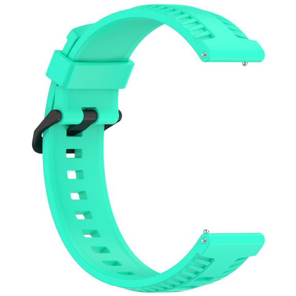 22mm Kalebol Black Buckle Tire Pattern Silicone Watch Band(Teal)