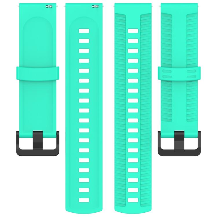 22mm Kalebol Black Buckle Tire Pattern Silicone Watch Band(Teal)