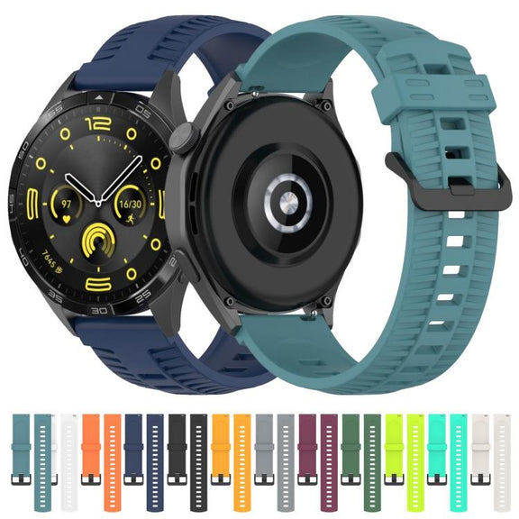 22mm Kalebol Black Buckle Tire Pattern Silicone Watch Band(Teal)