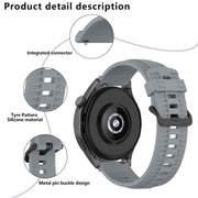 22mm Kalebol Black Buckle Tire Pattern Silicone Watch Band(Grey)