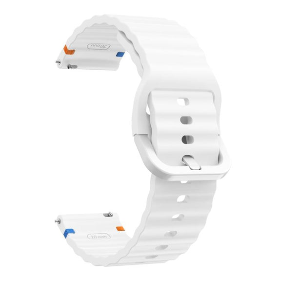 20mm Kalebol Wave Stitch Silicone Watch Band(White)