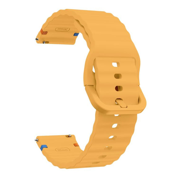 20mm Kalebol Wave Stitch Silicone Watch Band(Yellow)