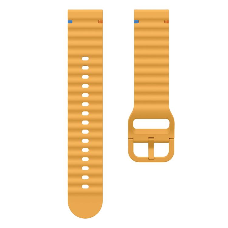20mm Kalebol Wave Stitch Silicone Watch Band(Yellow)