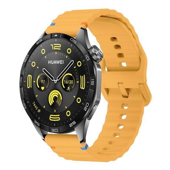 20mm Kalebol Wave Stitch Silicone Watch Band(Yellow)