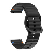20mm Kalebol Wave Stitch Silicone Watch Band(Black)