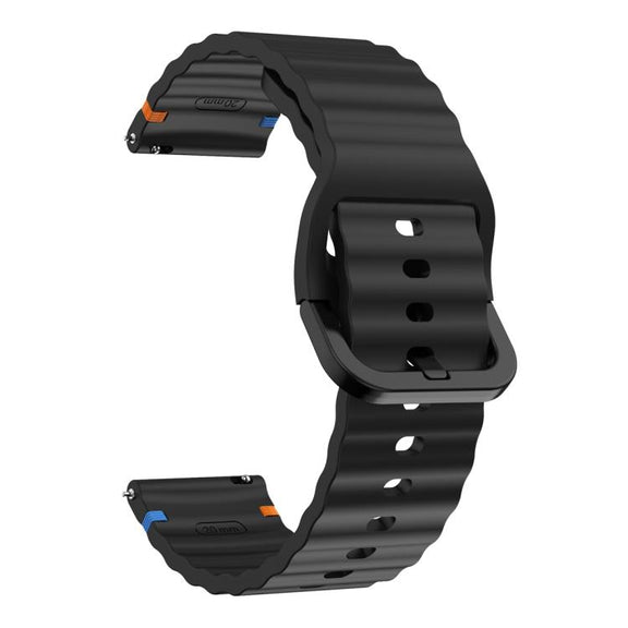 20mm Kalebol Wave Stitch Silicone Watch Band(Black)