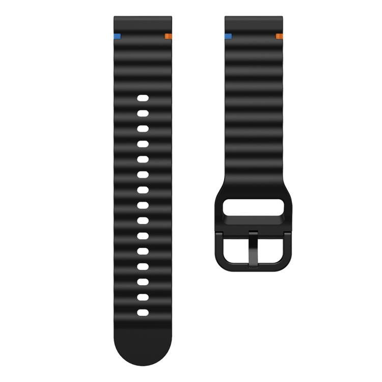 20mm Kalebol Wave Stitch Silicone Watch Band(Black)