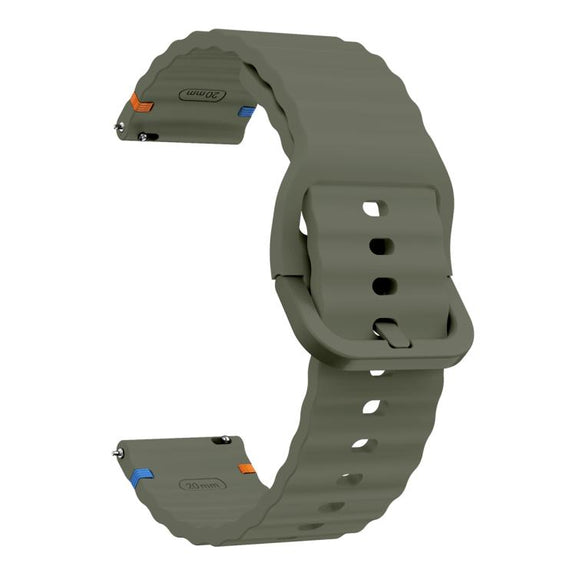 20mm Kalebol Wave Stitch Silicone Watch Band(Army Green)