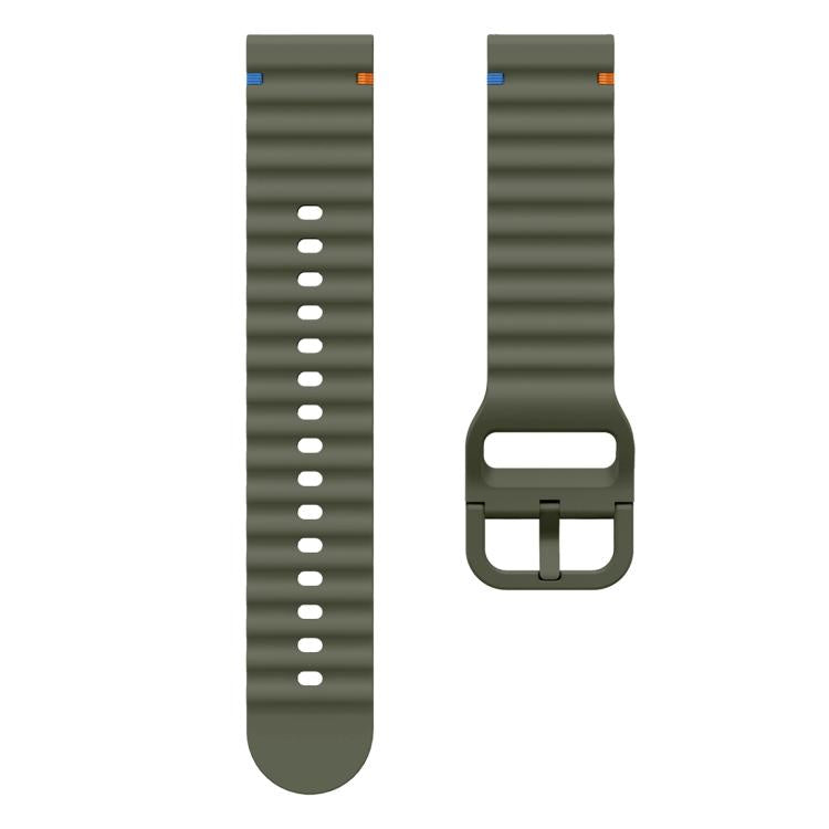 20mm Kalebol Wave Stitch Silicone Watch Band(Army Green)