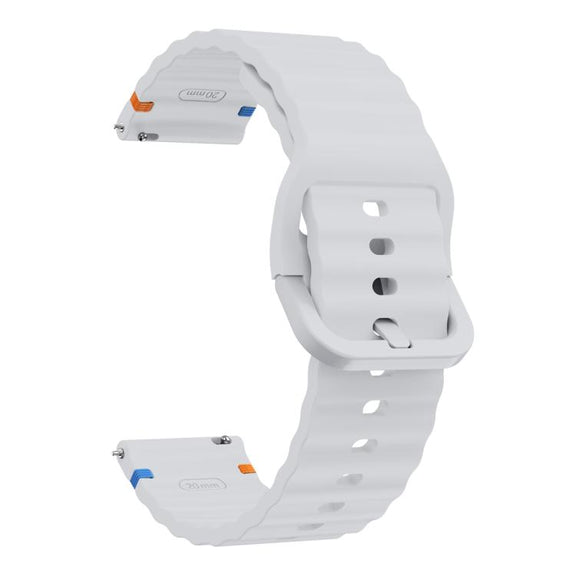 20mm Kalebol Wave Stitch Silicone Watch Band(Light Grey)