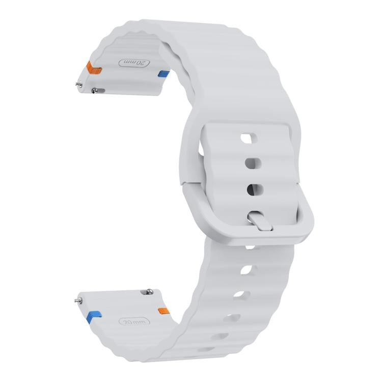 20mm Kalebol Wave Stitch Silicone Watch Band(Light Grey)