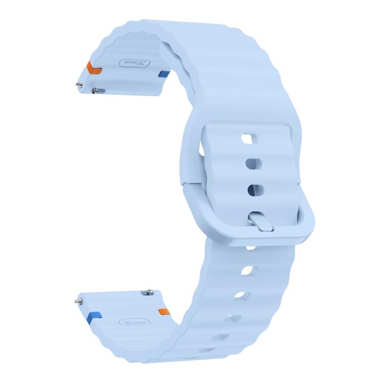 20mm Kalebol Wave Stitch Silicone Watch Band(Light Blue)