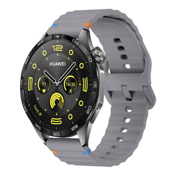 20mm Kalebol Wave Stitch Silicone Watch Band(Dark Grey)