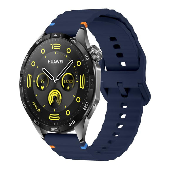 20mm Kalebol Wave Stitch Silicone Watch Band(Midnight Blue)
