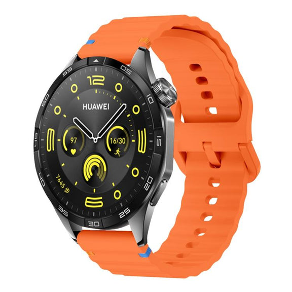 22mm Kalebol Wave Stitch Silicone Watch Band(Orange)